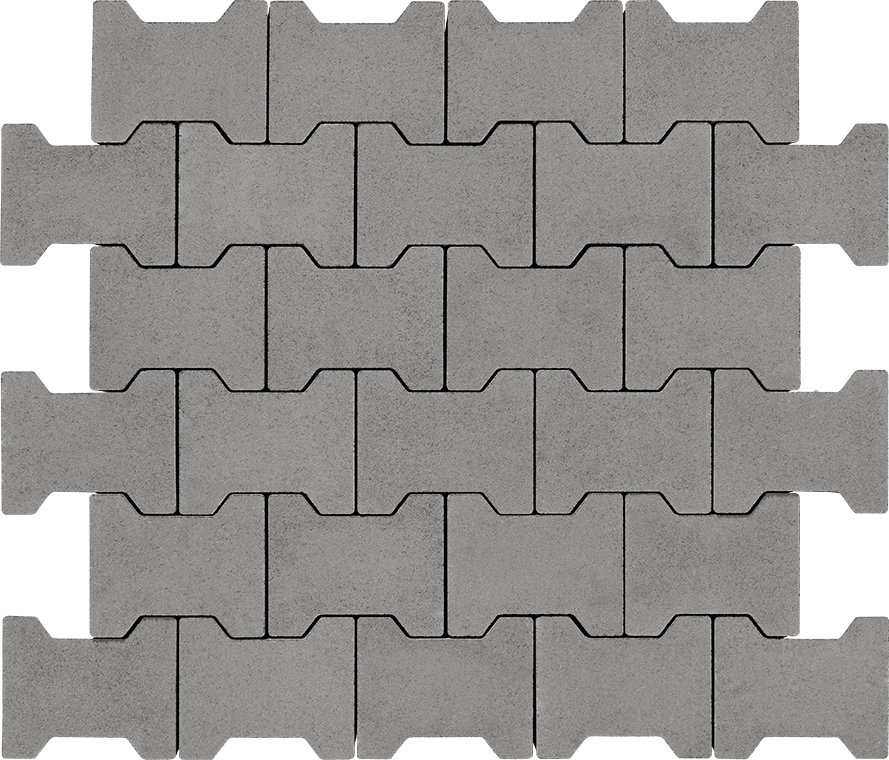 Тротуарная плитка Двойная «Т» 80 без фаски серый 