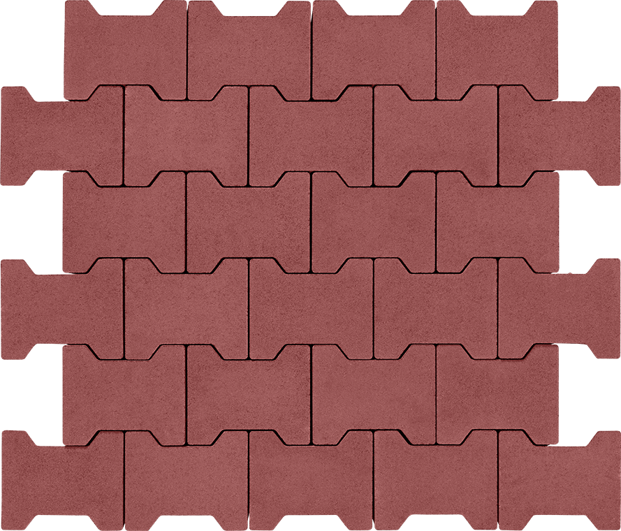 Тротуарная плитка Двойная «Т» 80 без фаски вишня 