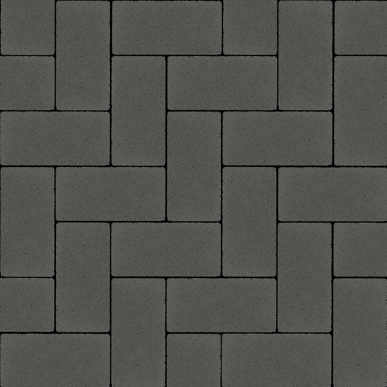 Тротуарна плитка Бруківка 200х100х60 без фаски графіт 