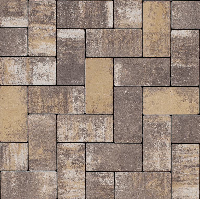 Тротуарна плитка Бруківка 200х100х80 без фаски капучино 