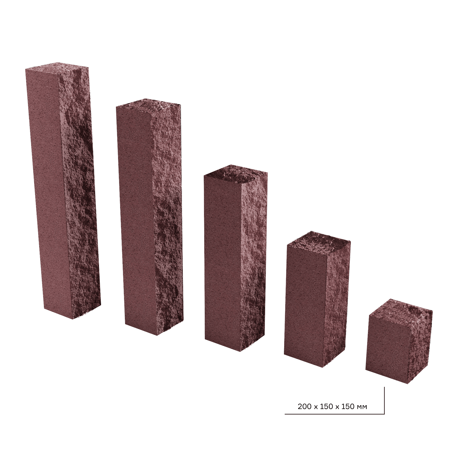 Элементы дизайна Колотый столбик 150х150х200 вишня 