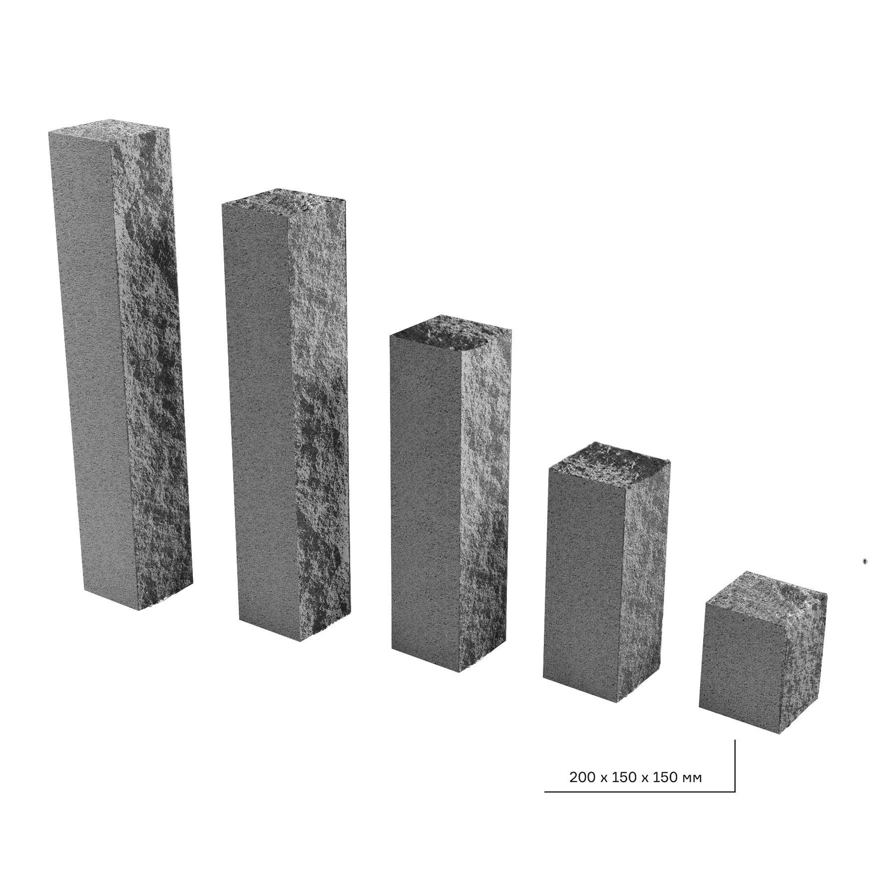 Элементы дизайна Колотый столбик 150х150х200 серый 