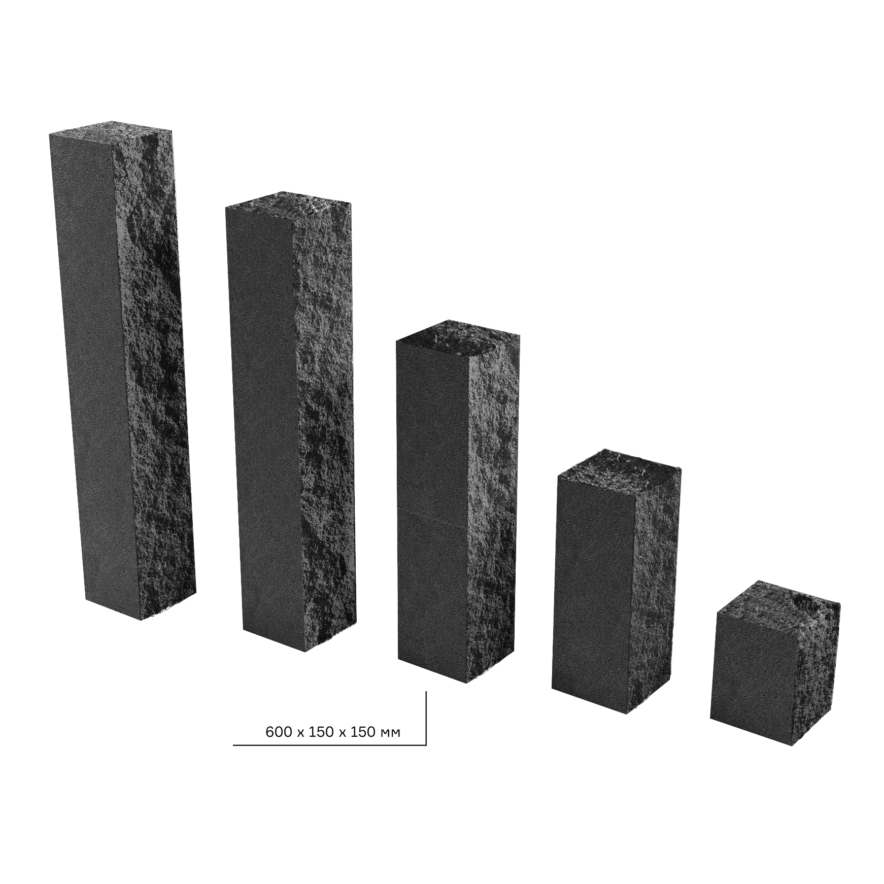 Элементы дизайна Колотый столбик 150х150х600 графит 