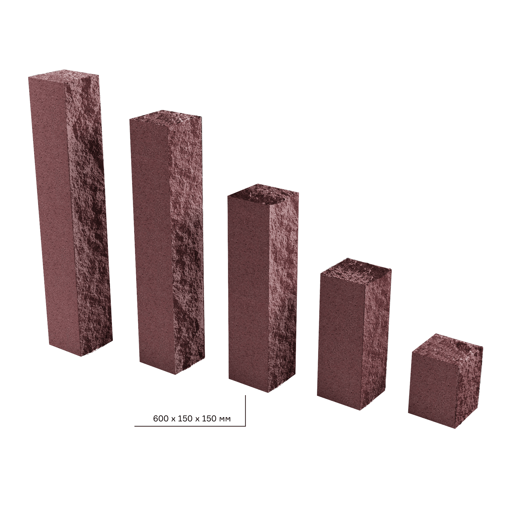 Элементы дизайна Колотый столбик 150х150х600 вишня 