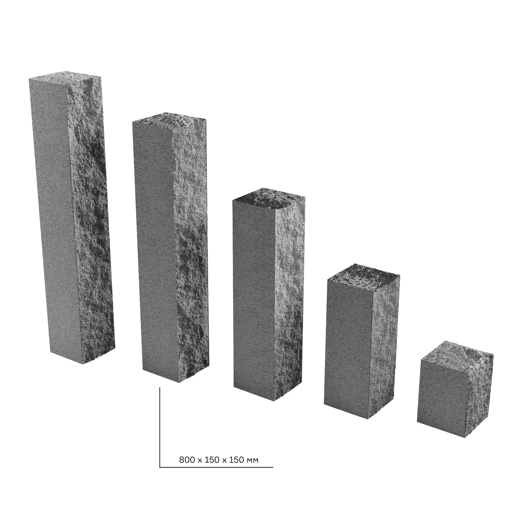Елементи дизайну Колотий стовпчик 150х150х800 сірий 